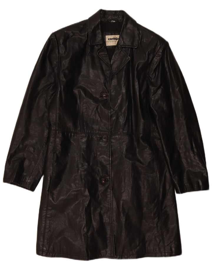 Cappotto In Pelle Donna Conbipel IT 44 Medio Pelle Nera