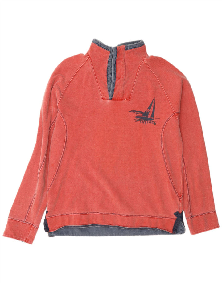 Felpa da uomo con collo con zip grafica Fat Face, maglione piccolo in cotone rosso