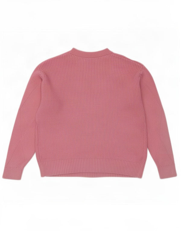 Maglione maglione girocollo da donna Marks & Spencer UK 14 Cotone rosa medio