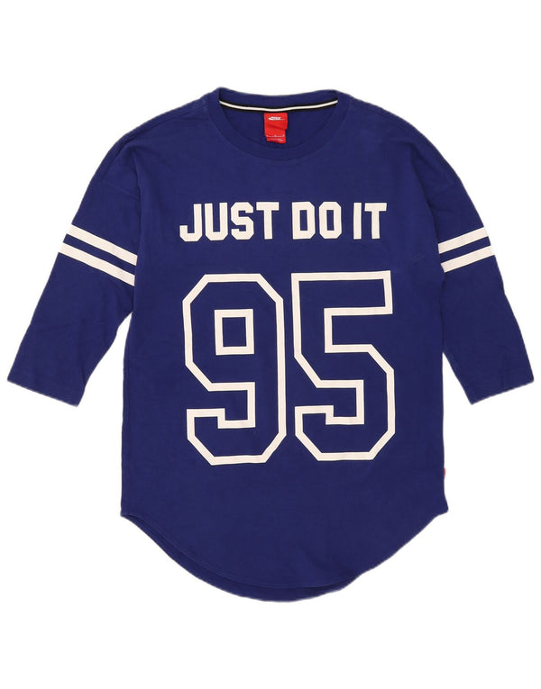 Top grafico Nike da uomo con maniche a 3/4 in cotone a righe blu medio