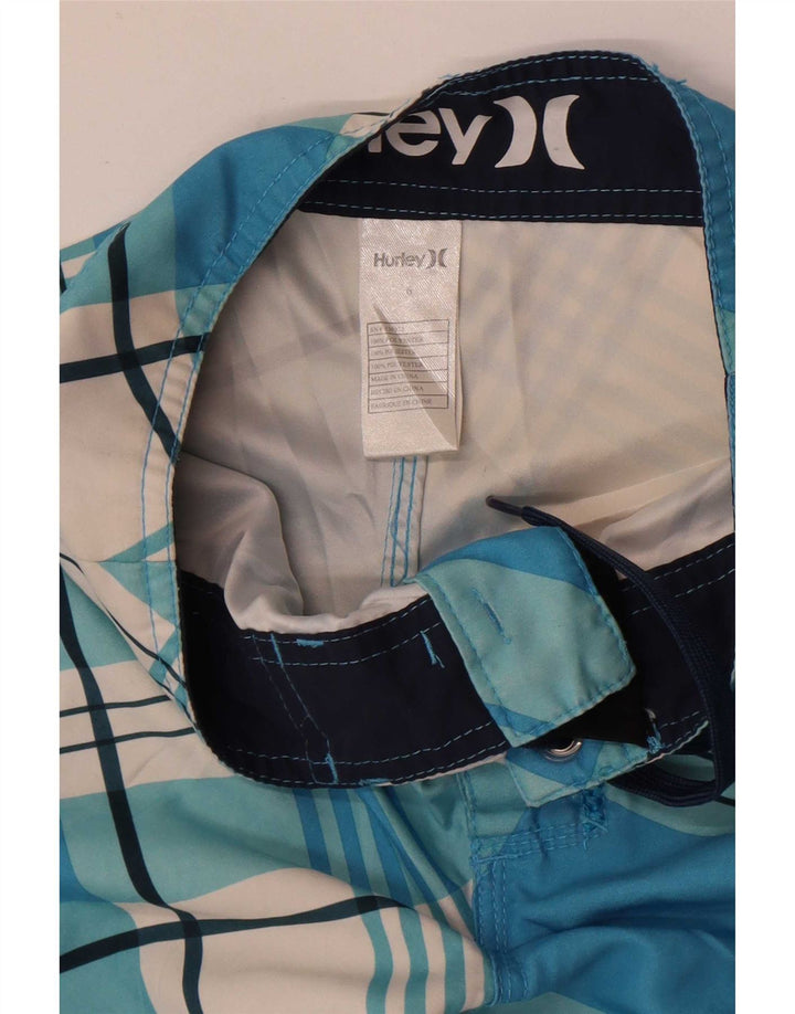 Pantaloncini da bagno con grafica Hurley per ragazzi 5-6 anni in poliestere a quadri blu