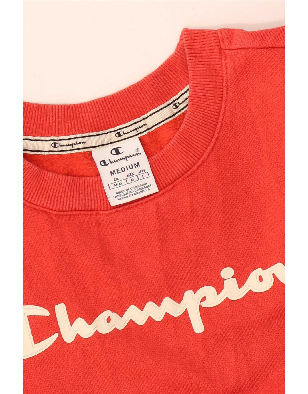 Felpa con grafica Champion da donna, maglione UK 14, rosso medio