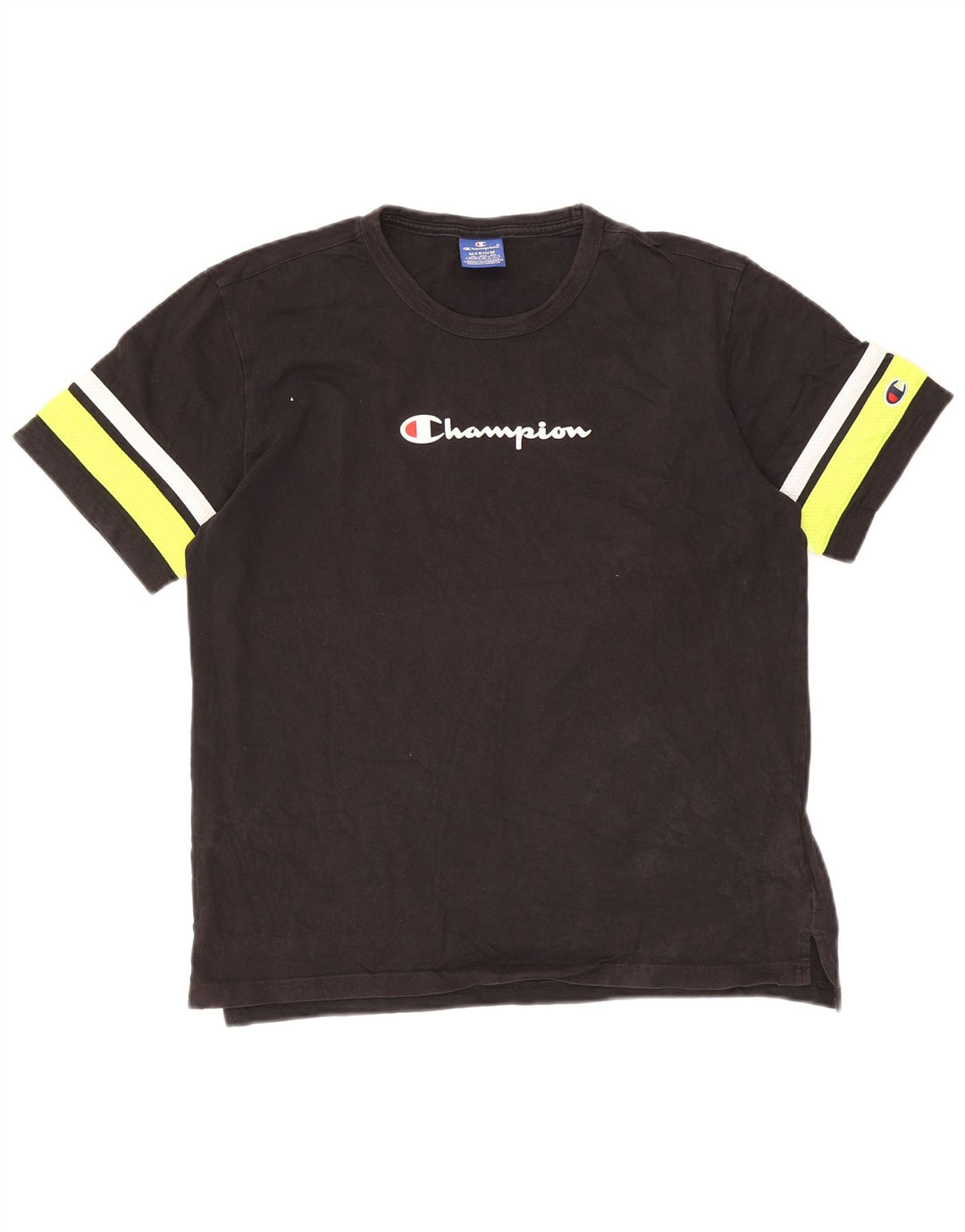 T-shirt grafica da uomo Champion Top in cotone color block medio nero