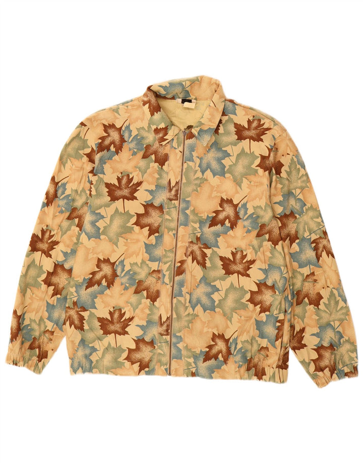 Giubbotto bomber da donna vintage UK 14 Poliestere floreale beige medio