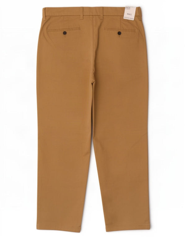 Pantaloni chino larghi da uomo Marks & Spencer W34 L29 cotone beige