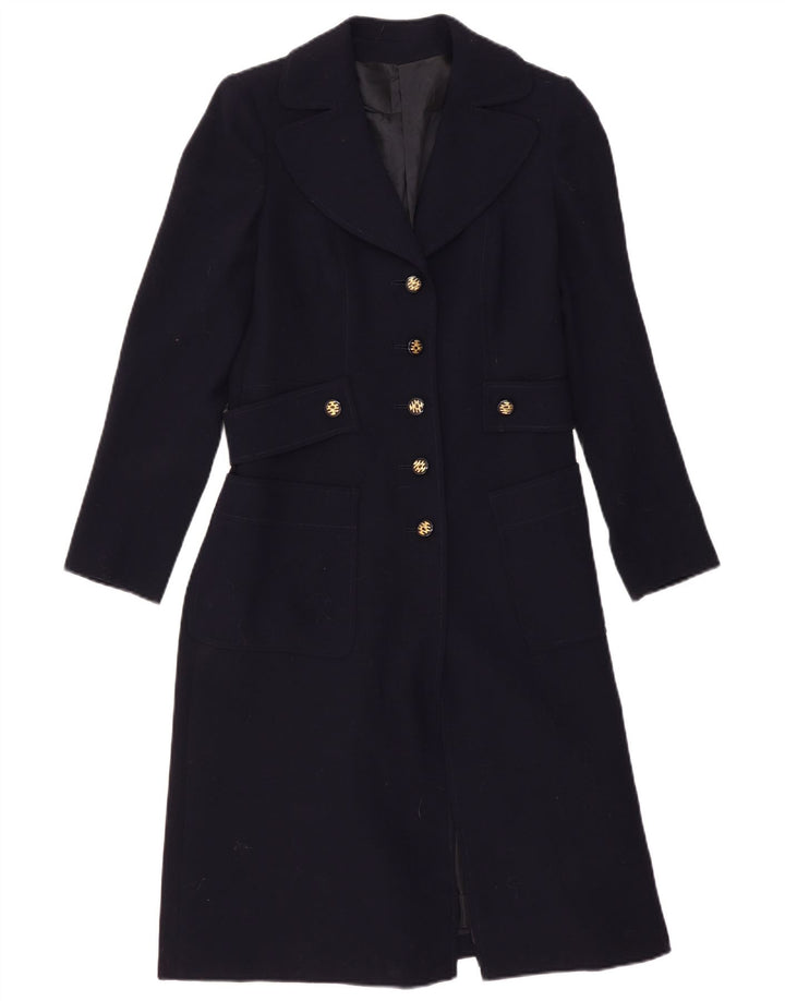 Cappotto da donna vintage UK 10 piccolo blu navy