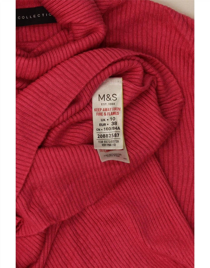 Maglione maglione a collo alto da donna Marks & Spencer UK 10 piccolo in viscosa rosa