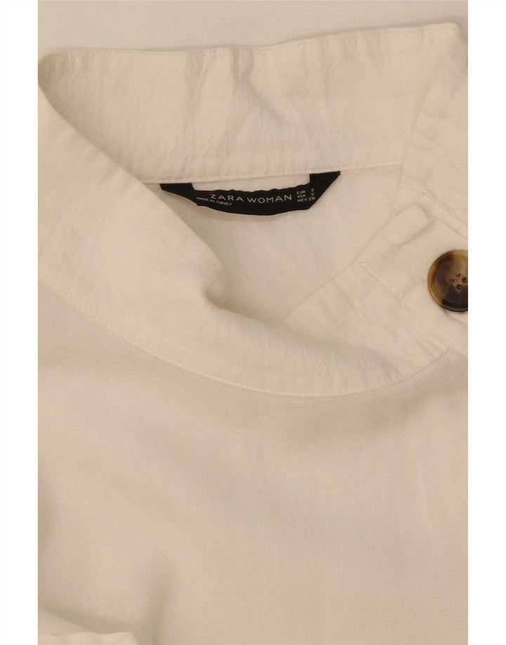 Camicetta oversize a maniche lunghe da donna Zara UK 10 piccola bianca