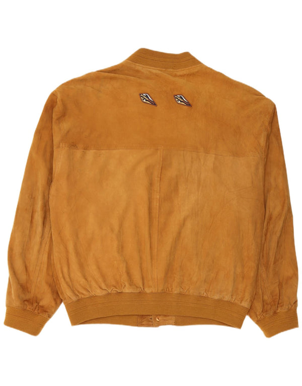 Giubbotto bomber vintage in pelle scamosciata da uomo IT 58 4XL in pelle marrone