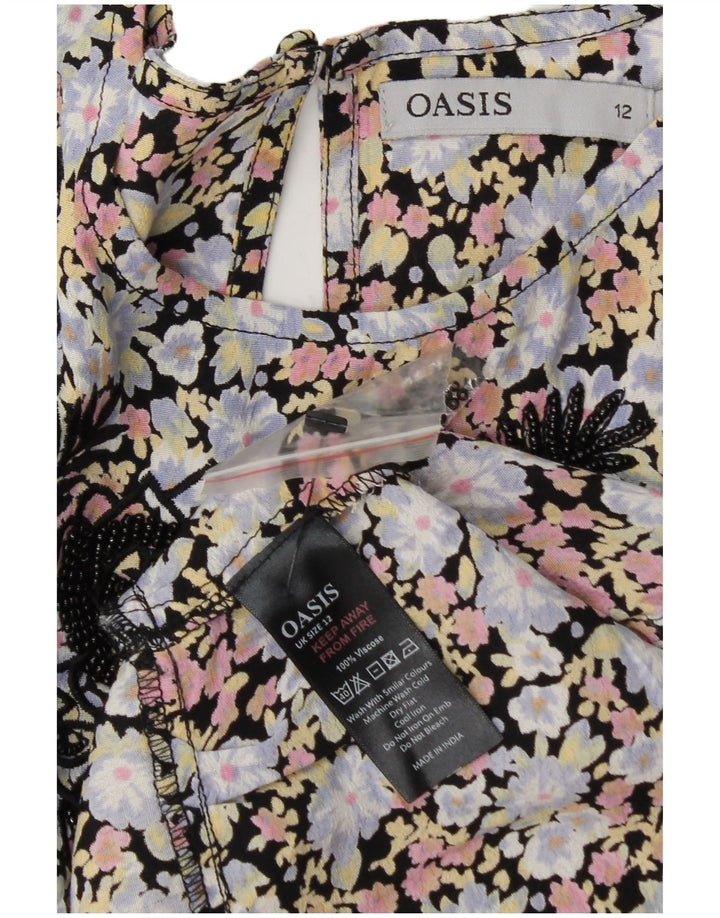 OASIS Womens A-Line Dress UK 12 Medium  Multicoloured Floral Viscose