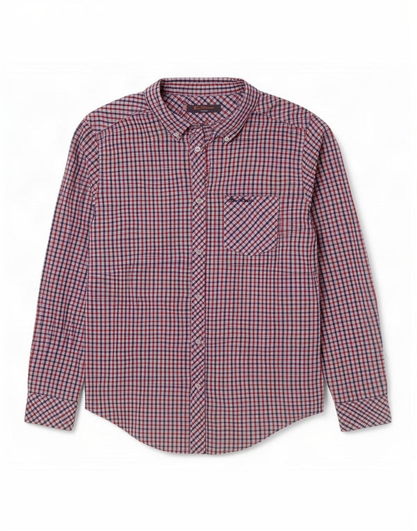 Ben Sherman Mens Heritage Shirt Large Red Check Cotton