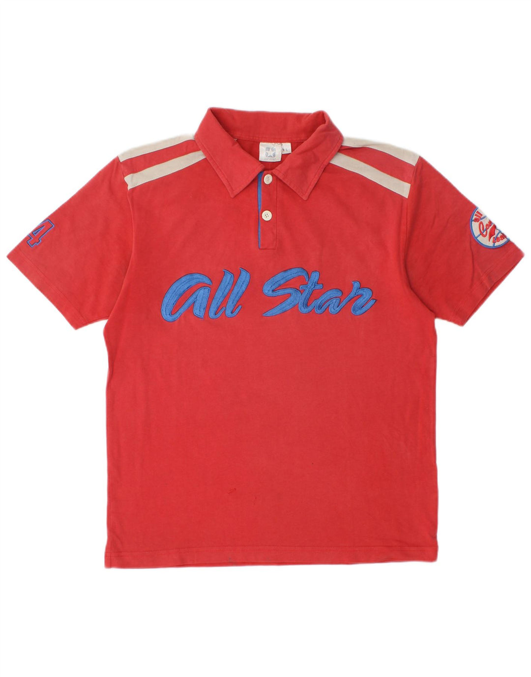 CONVERSE Boys Graphic Polo Shirt 15-16 Years Large Red Cotton