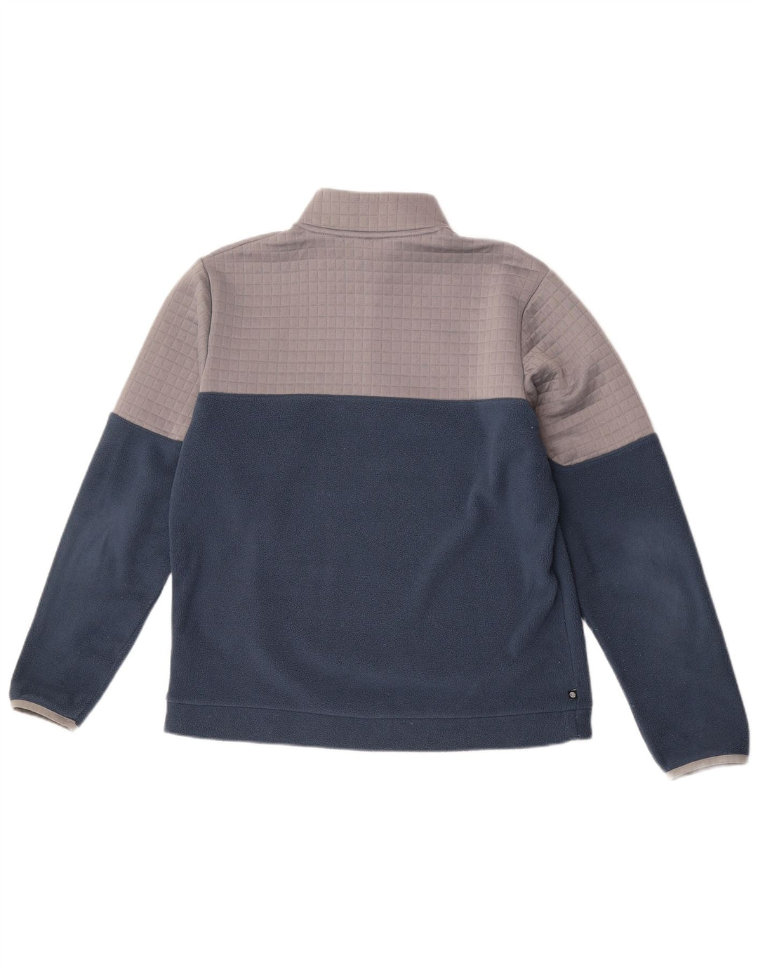 Maglione in pile da uomo con zip sul collo Adidas, poliestere color block medio blu navy