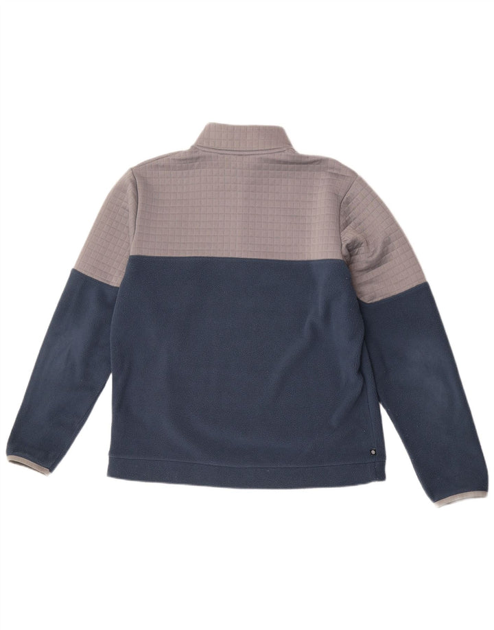 Maglione in pile da uomo con zip sul collo Adidas, poliestere color block medio blu navy