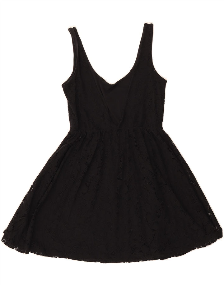 SUBDUED Womens Sleeveless A-Line Dress UK 12 Medium Black Floral Polyamide Vintage Subdued and Second-Hand Subdued from Messina Hembry 