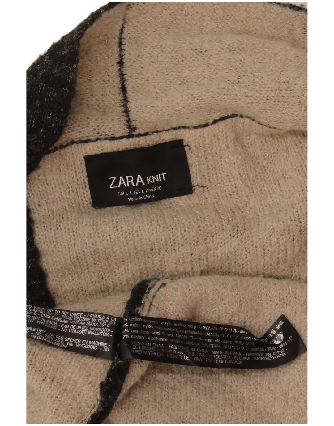 Maglione cardigan aperto da donna Zara UK 16 grande acrilico nero