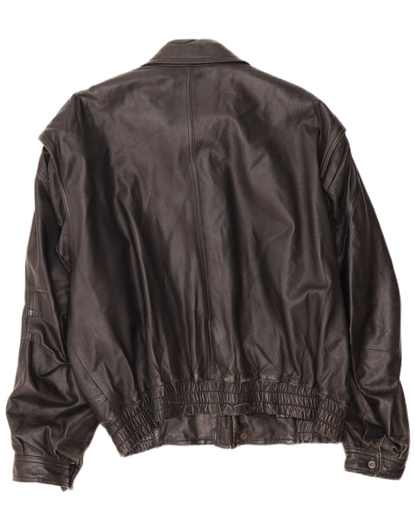 Giacca in pelle vintage da uomo UK 42 XL in pelle nera
