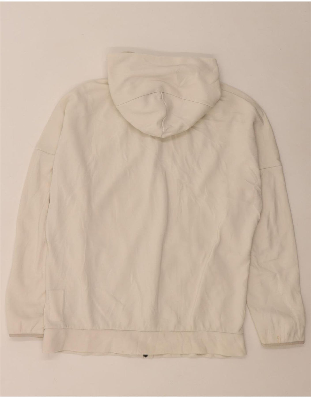 Maglione con cappuccio e zip grafica da uomo Adidas grande, bianco sporco