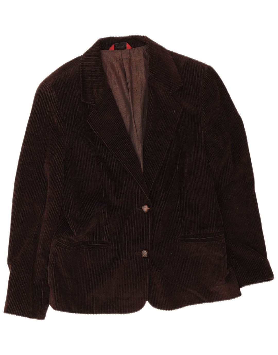 Giacca blazer in velluto a coste a 2 bottoni da donna Sisley UK 16 grande cotone marrone