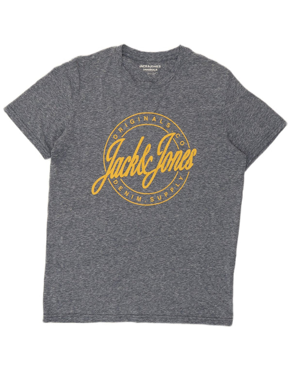 T-shirt grafica da uomo Jack & Jones Top blu medio screziato