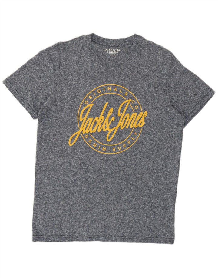 T-shirt grafica da uomo Jack & Jones Top blu medio screziato