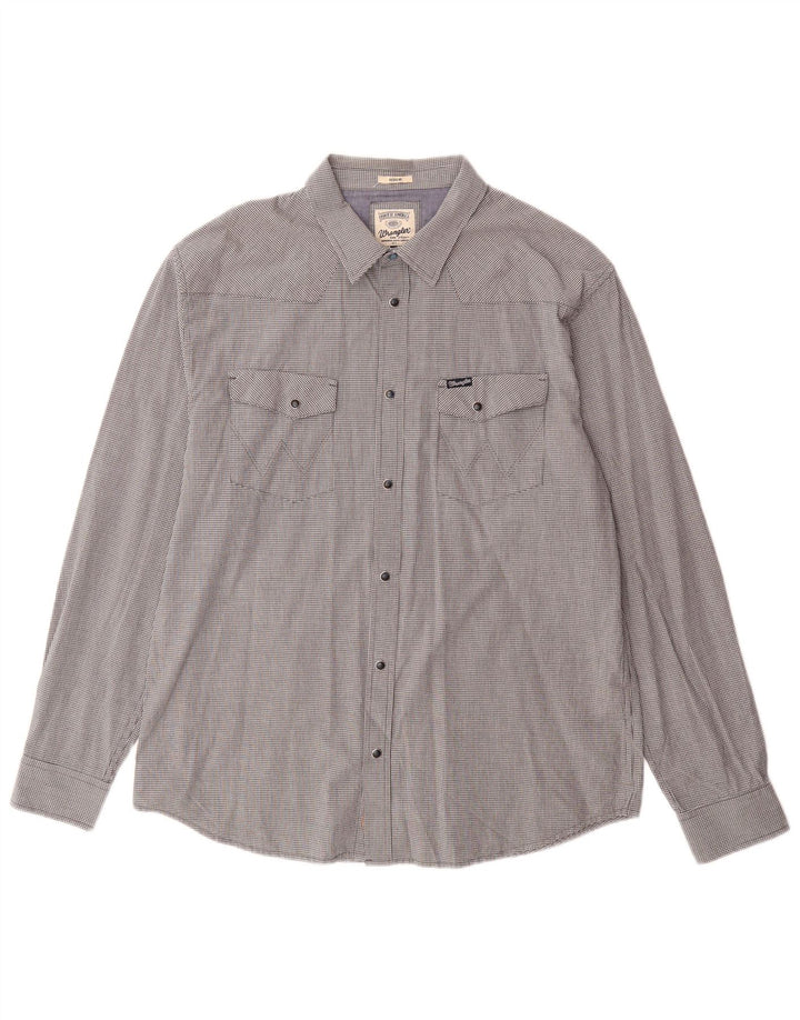 WRANGLER Mens Regular Fit Shirt XL Grey Gingham Cotton