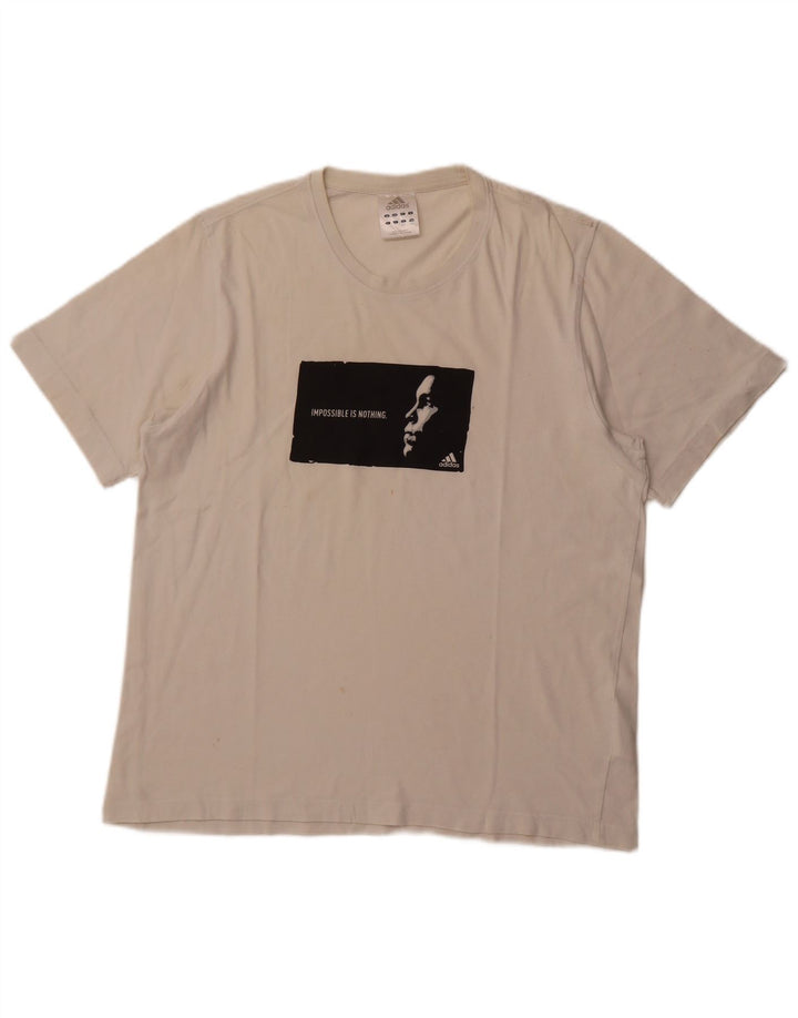 T-shirt grafica da uomo ADIDAS Top grande in cotone bianco