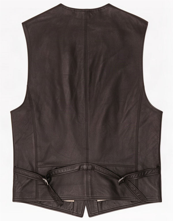 Gilet in pelle da uomo vintage medio nero