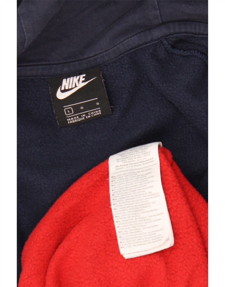 NIKE Felpa con cappuccio e zip grafica da uomo, grande, in cotone color block blu navy