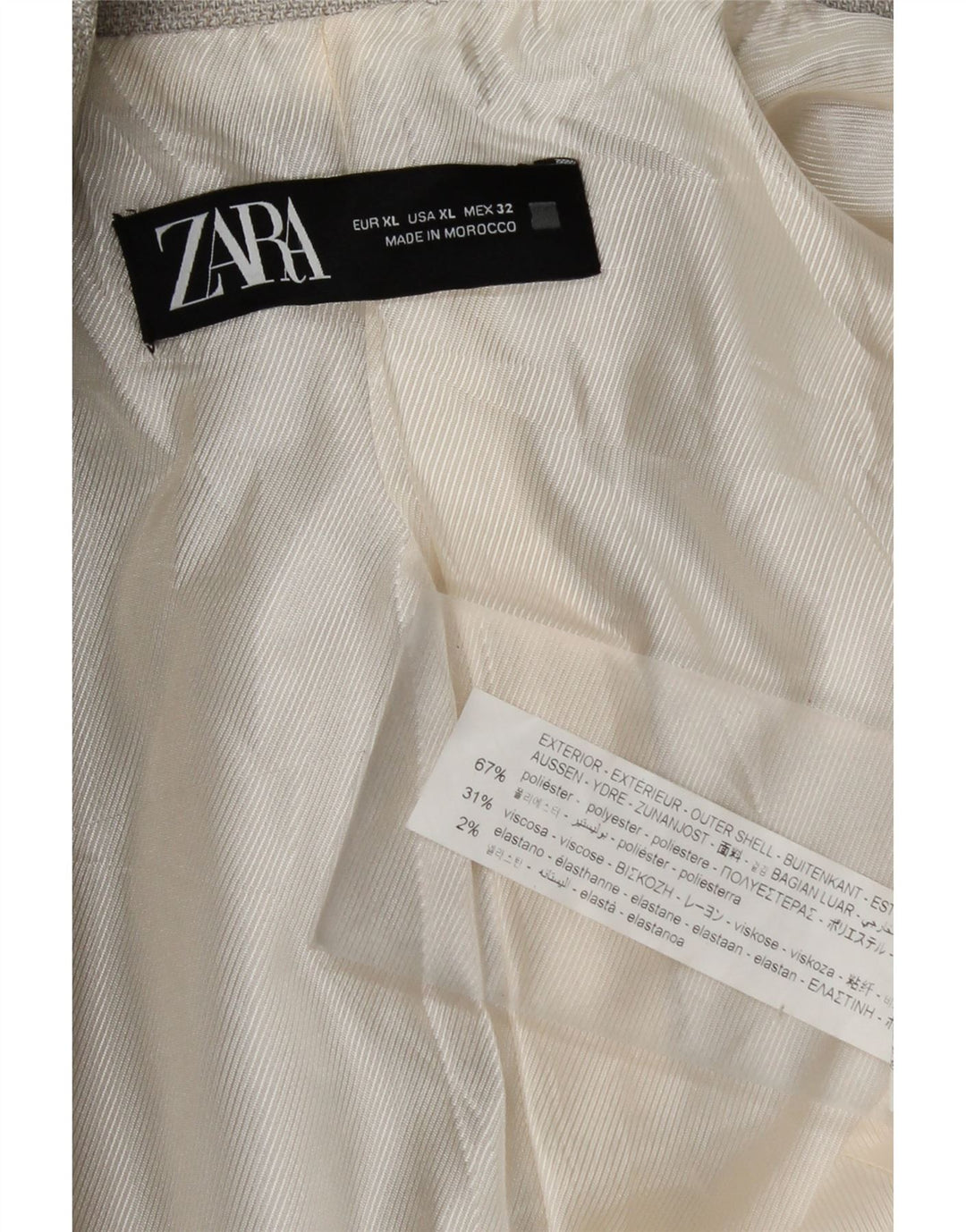 Giacca blazer doppiopetto corta da donna Zara UK 18 XL poliestere grigio