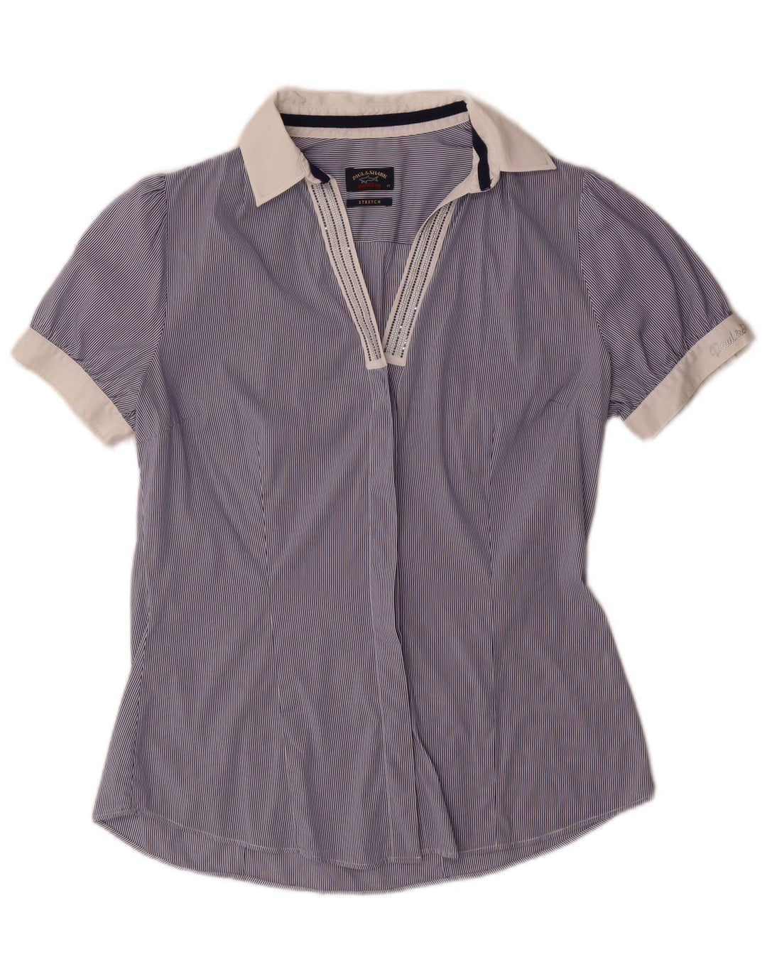 PAUL & SHARK Camicia pullover da yachting da donna IT 42 Gessato blu medio