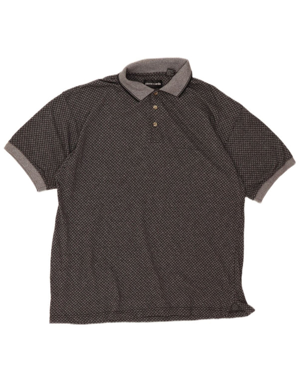 Polo da uomo PIERRE CARDIN XL in cotone a quadri grigi