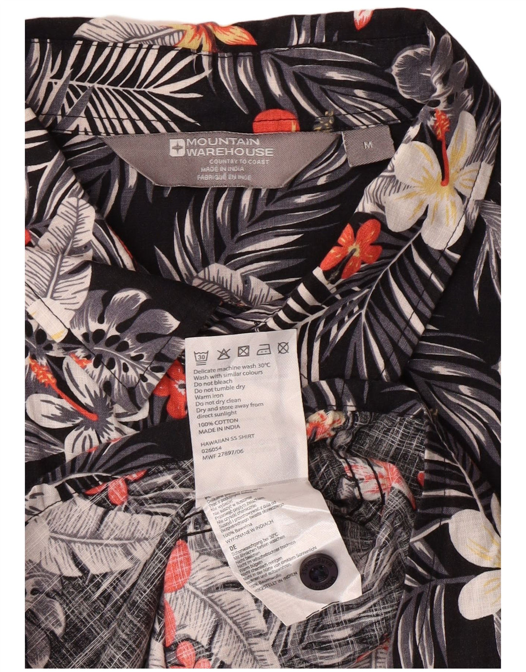 Camicia a maniche corte da uomo Mountain Warehouse Hawaiana floreale nera media