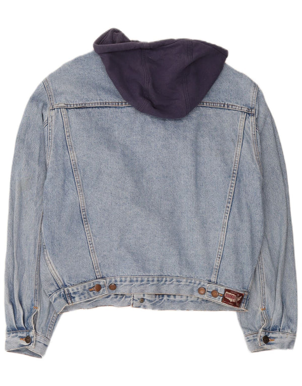 Giacca di jeans con cappuccio da uomo DURANGO UK 40 Large Blu Colourblock Cotton