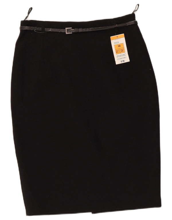 Gonna a tubino da donna Marks & Spencer UK 10 piccola W28 poliestere nero