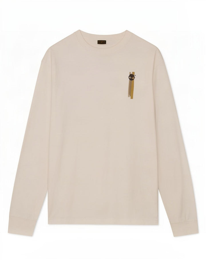 Timberland Maglietta grafica da uomo a maniche lunghe XL in cotone bianco
