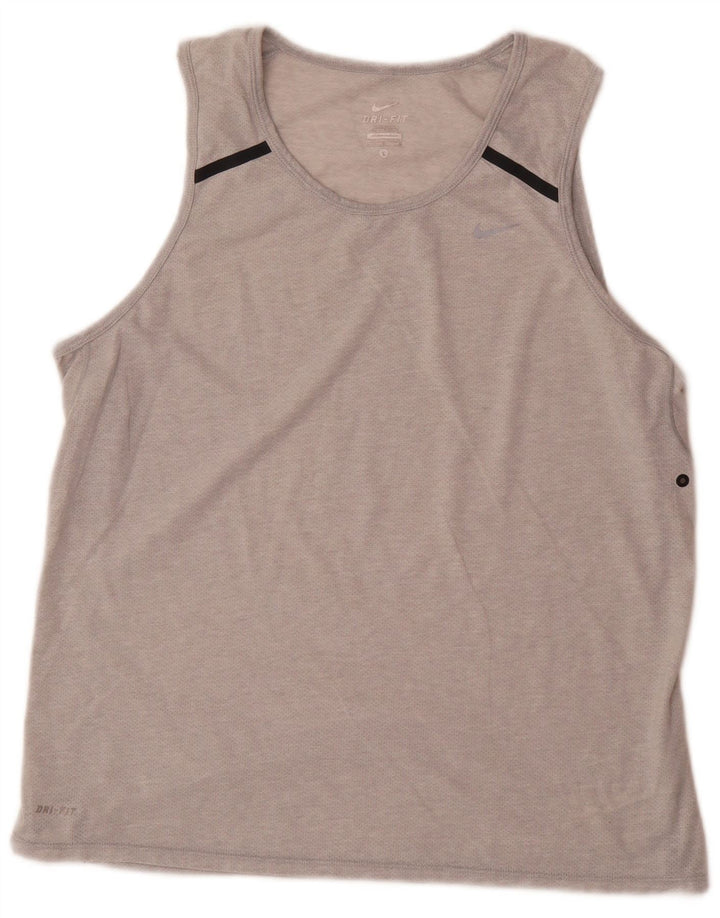 Canotta Nike Dri Fit da uomo, grande, in poliestere color block grigio