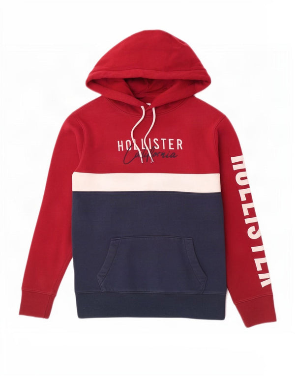 Felpa con cappuccio grafica Hollister da uomo XS colore rosso