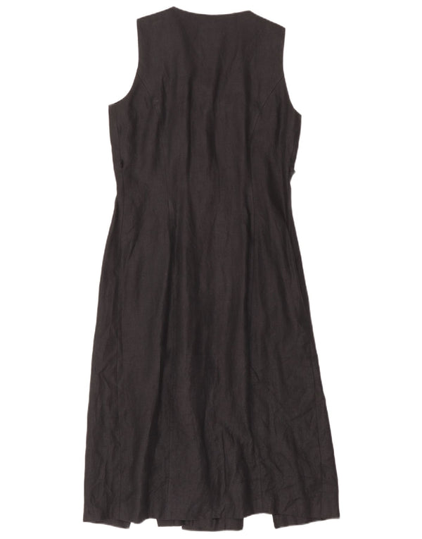 Abito chemisier vintage da donna senza maniche IT 42 medio nero a spina di pesce
