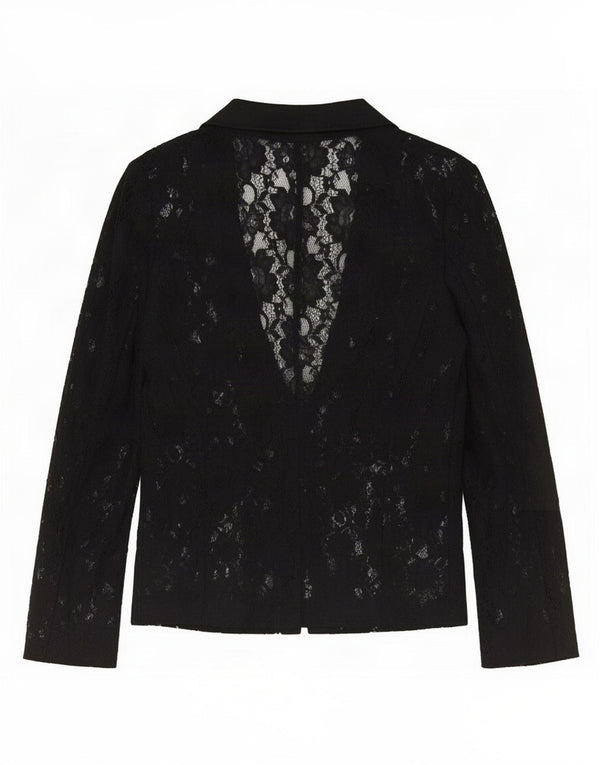 Top cardigan in pizzo da donna Benetton UK 14 medio nero floreale