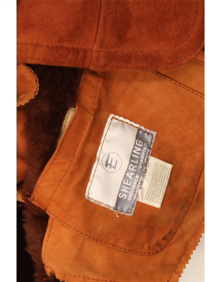 Giacca in shearling vintage da uomo UK 40 Shearling marrone grande