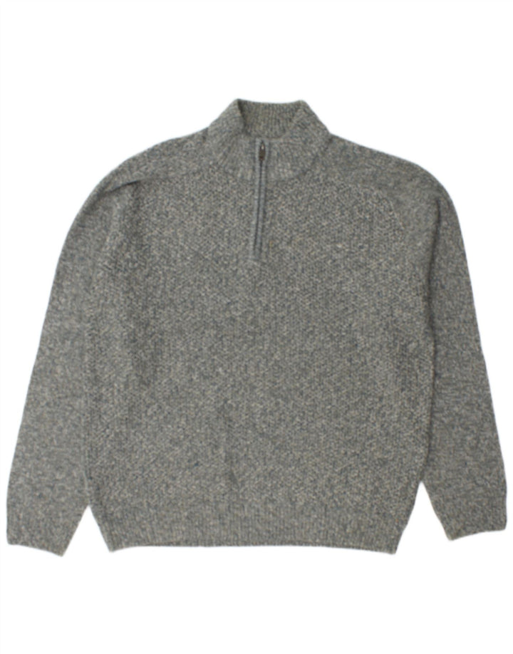 MARKS & SPENCER Maglione da uomo con vestibilità regolare e collo con zip XL grigio screziato