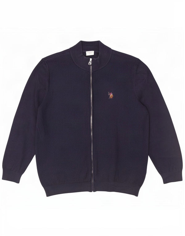 Polo Assn. Maglione cardigan da uomo XL in cotone blu navy