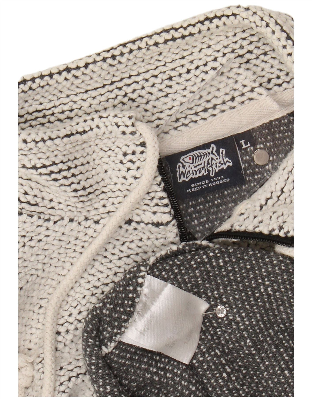 WEIRD FISH Felpa da uomo con collo con zip, maglione grande, cotone grigio
