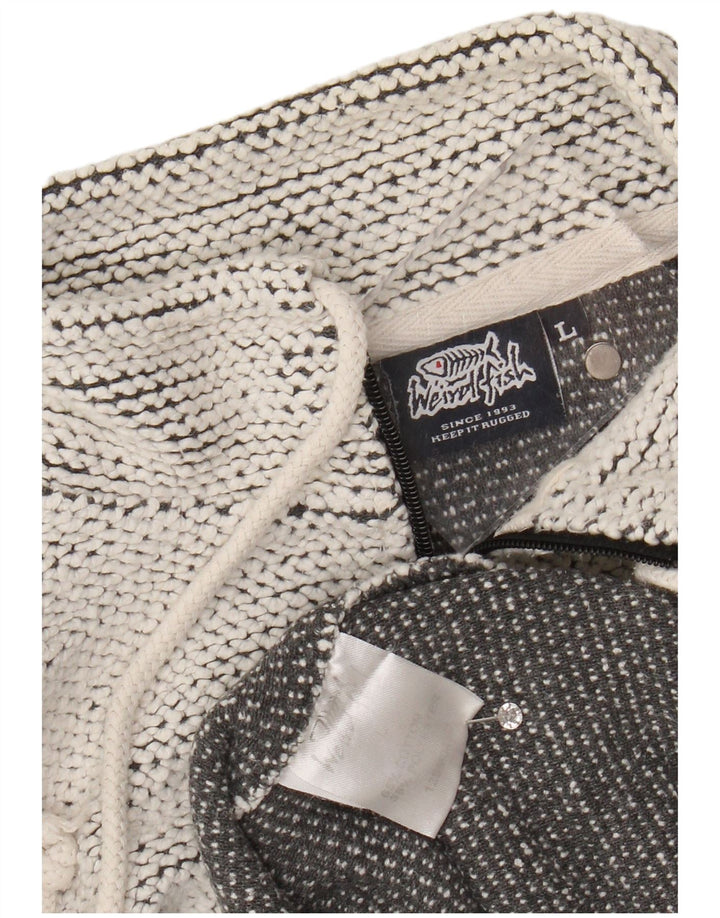 WEIRD FISH Felpa da uomo con collo con zip, maglione grande, cotone grigio
