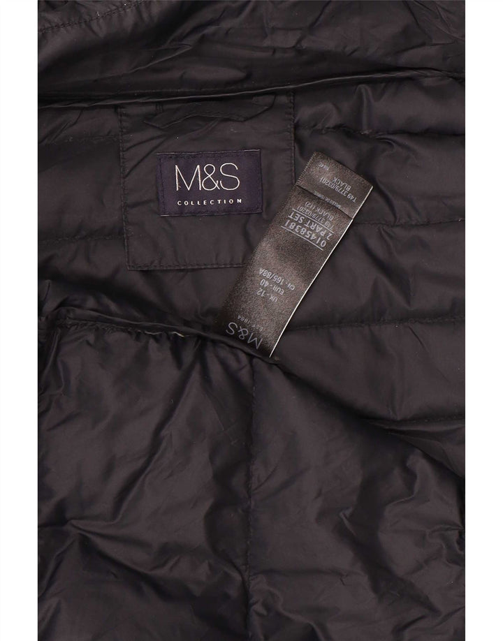 Cappotto imbottito con cappuccio da donna Marks & Spencer UK 12 medio nero in poliammide