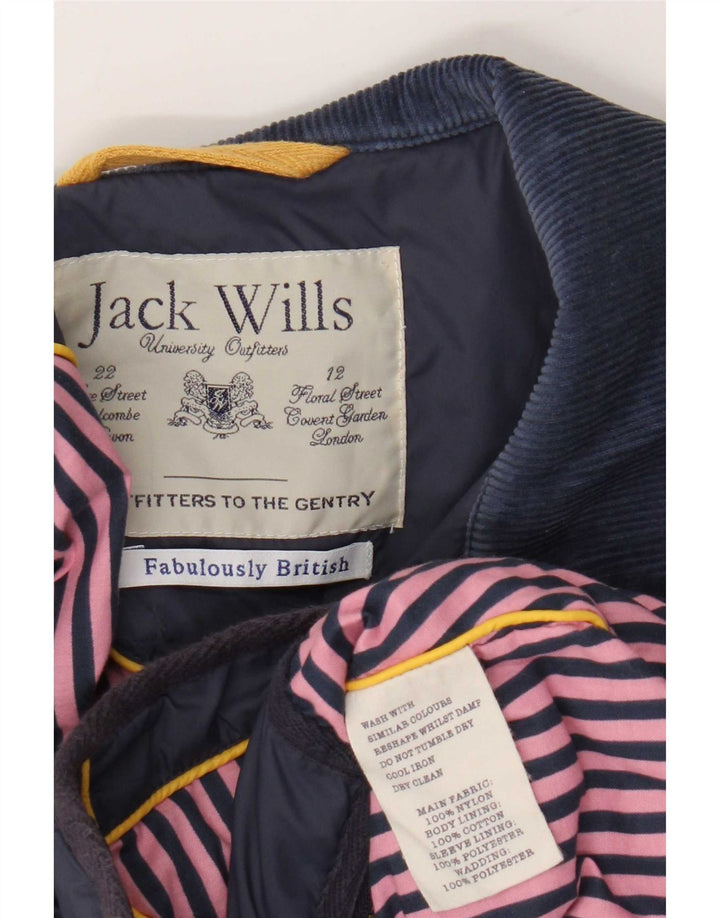 Giacca trapuntata da donna Jack Wills UK 14 nylon blu navy medio