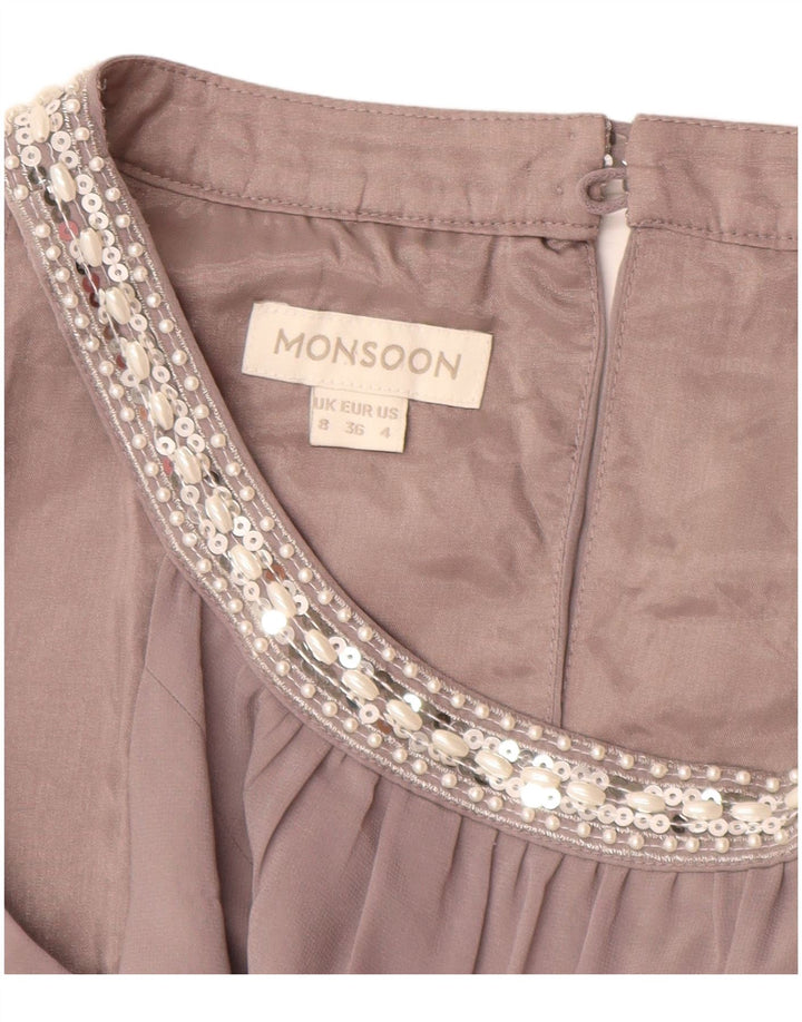 Abito lungo senza maniche da donna Monsoon UK 8 Small Poliestere grigio