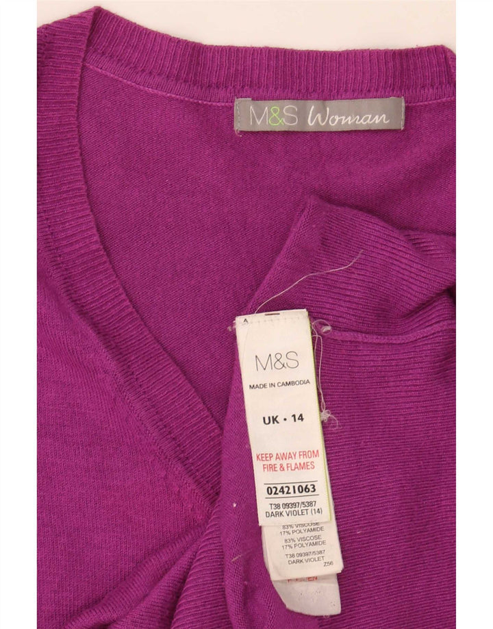 Maglione da donna con scollo a V Marks & Spencer UK 14 Viscosa marrone medio medio
