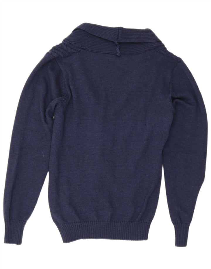 Maglione cardigan da donna Gaudi UK 16 grande lana blu navy